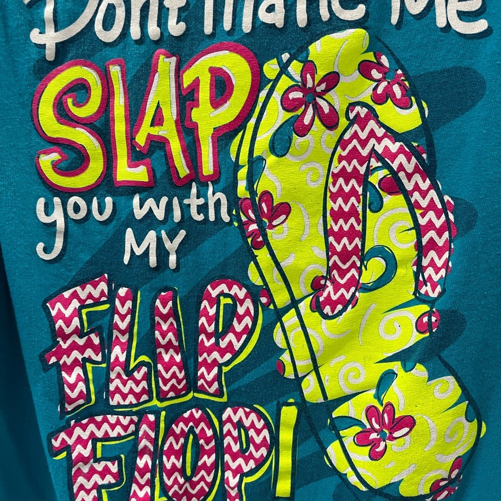 A Girl Thing Teal Graphic Tee with Flip Flop Design